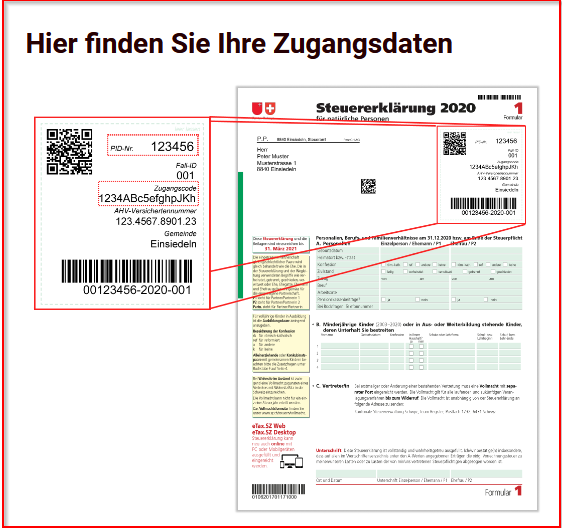 PID-Nr und Zugangscode finden / beantragen – eTax Schwyz